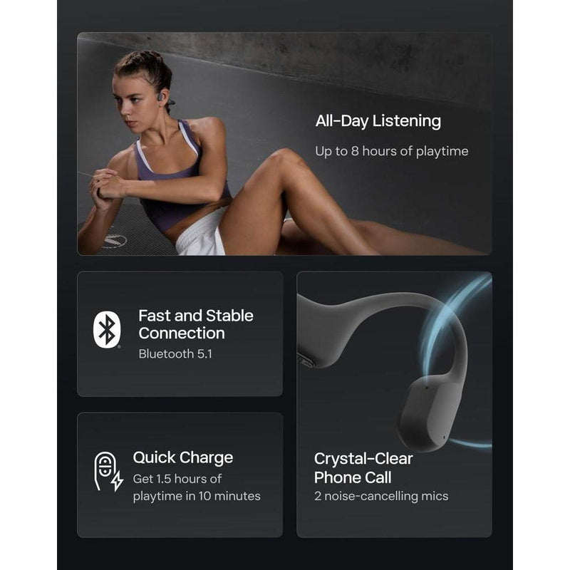 Shokz OpenRun Mini, Audífonos Deportivos Bluetooth De Conducción Ósea, Impermeables Con Micrófono Y Diadema, 26g