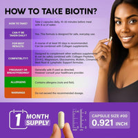 Vitaminas para Cabello, Piel y Uñas con Biotina, Colágeno, Ácido Hialurónico y Queratina para Hombres y Mujeres