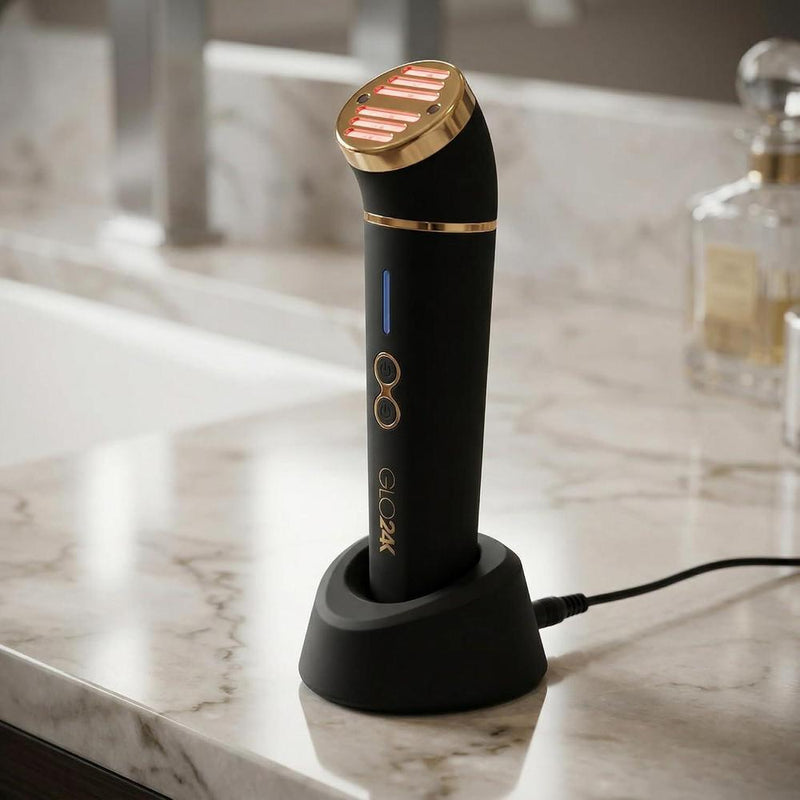 Dispositivo de belleza de luz roja para cara y cuello con masajeador 3 en 1, triple LED y tecnología de vibración avanzada