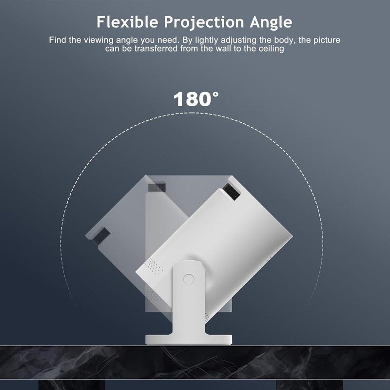 Mini proyector inalámbrico con WIFI 6 y Bluetooth, compatible con 4K y 1080P, diseño portátil giratorio compatible con múltiples dispositivos