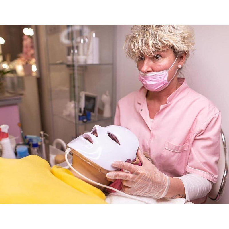 Aphrona Máscara facial LED aprobada por la FDA para reducción de arrugas y eliminación de acné con terapia de luz roja y azul