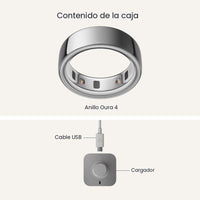 Anillo inteligente Oura 4 en plata, monitorea salud, sueño, actividad y más. Compatible con iOS y Android, resistente al agua