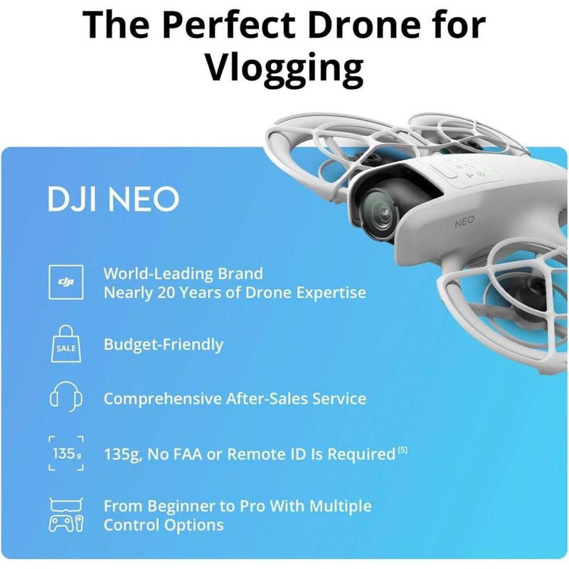 DJI Neo, minidrón con cámara 4K UHD para adultos, con funciones avanzadas como vuelo autónomo y video estabilizado