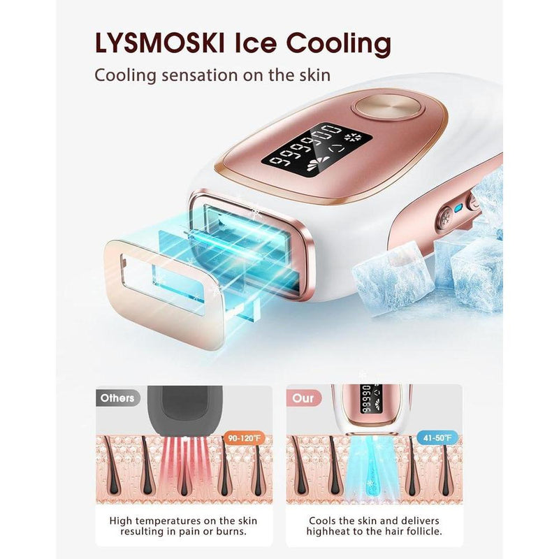 LYSMOSKI depilación IPL con sistema de enfriamiento para resultados indoloros y duraderos en casa, ideal para axilas, espalda y piernas