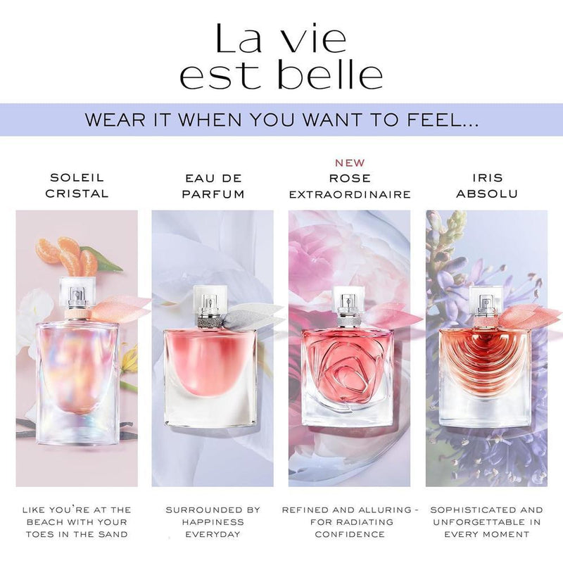 Lancôme La Vie Est Belle Eau de Parfum: fragancia de larga duración con notas de iris, pachulí y vainilla cálida