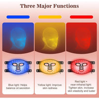 Máscara facial LED INTEO con terapia de luz roja, infrarroja y amarilla. Portátil, 3 modos con control remoto