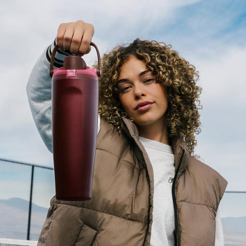 Botella de agua Owala FreeSip de acero inoxidable, con boquilla de dos vías, pajita incorporada y asa de cubo, ideal para deportes