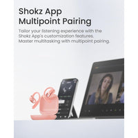 SHOKZ OpenFit Air en rosa, auriculares de oreja abierta, verdaderamente inalámbricos, resistentes al agua y seguros para uso diario
