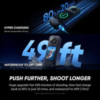 Insta360 X5 Starter Bundle - Cámara de Acción 8K 360° Impermeable, Selfie Stick Invisible, Lentes Reemplazables, Batería Extensa