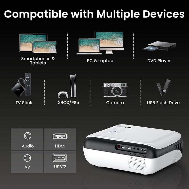 Proyector Mini Bluetooth 1080P Full HD portátil para exterio