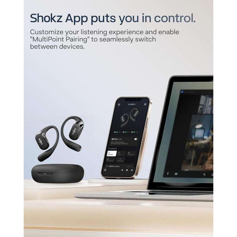 Shokz Auriculares De Oreja Abierta Openfit 2+, 48H Reproducción, IP55 Resistente Al Agua, Negro