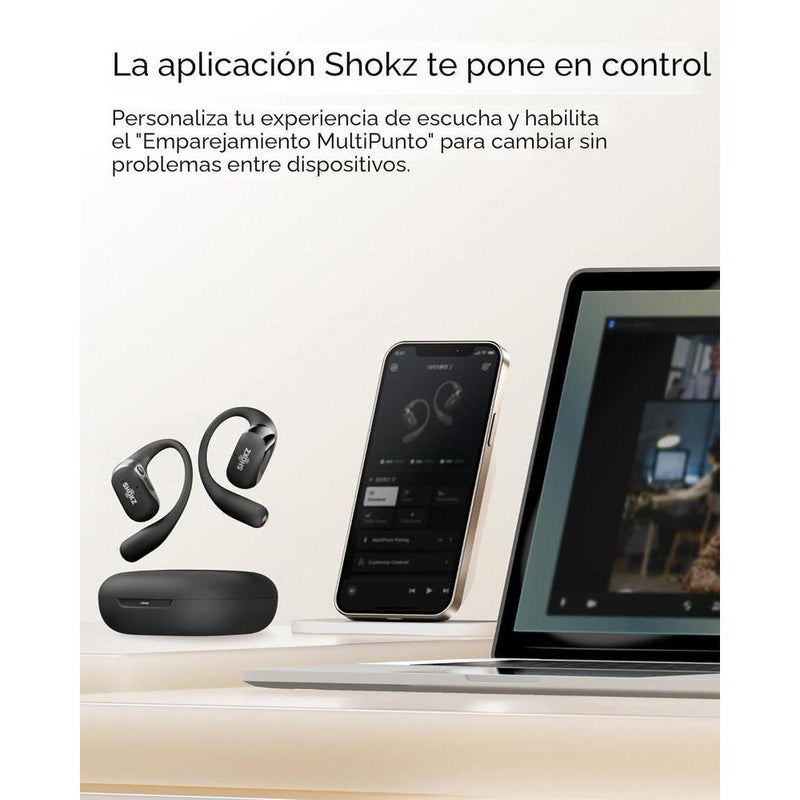 Shokz Openfit 2: Auriculares Abiertos Bluetooth Con Micrófono Y Gancho Para La Oreja, 48h Reproducción, Negros