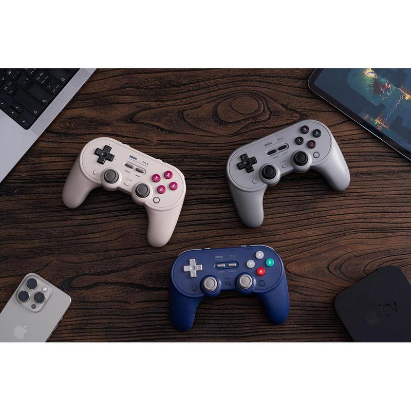 8BitDo Pro 3 Bluetooth Controller compatible con Switch, Windows, Apple y Android, con base de carga y botones intercambiables