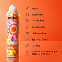 amika Champú seco sin talco, refresca raíces con volumen sin residuos blancos para todo tipo de cabello