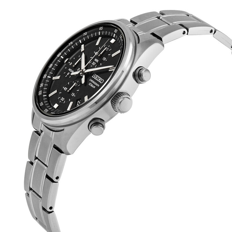 Seiko Chronograph Quartz Black Dial Men's Watch SSB379