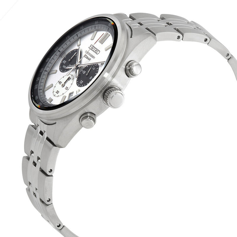 Seiko Motorsports Chronograph Quartz Silver Dial Watch SSB425P1 41.5mm