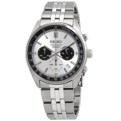 Seiko Motorsports Chronograph Quartz Silver Dial Watch SSB425P1 41.5mm