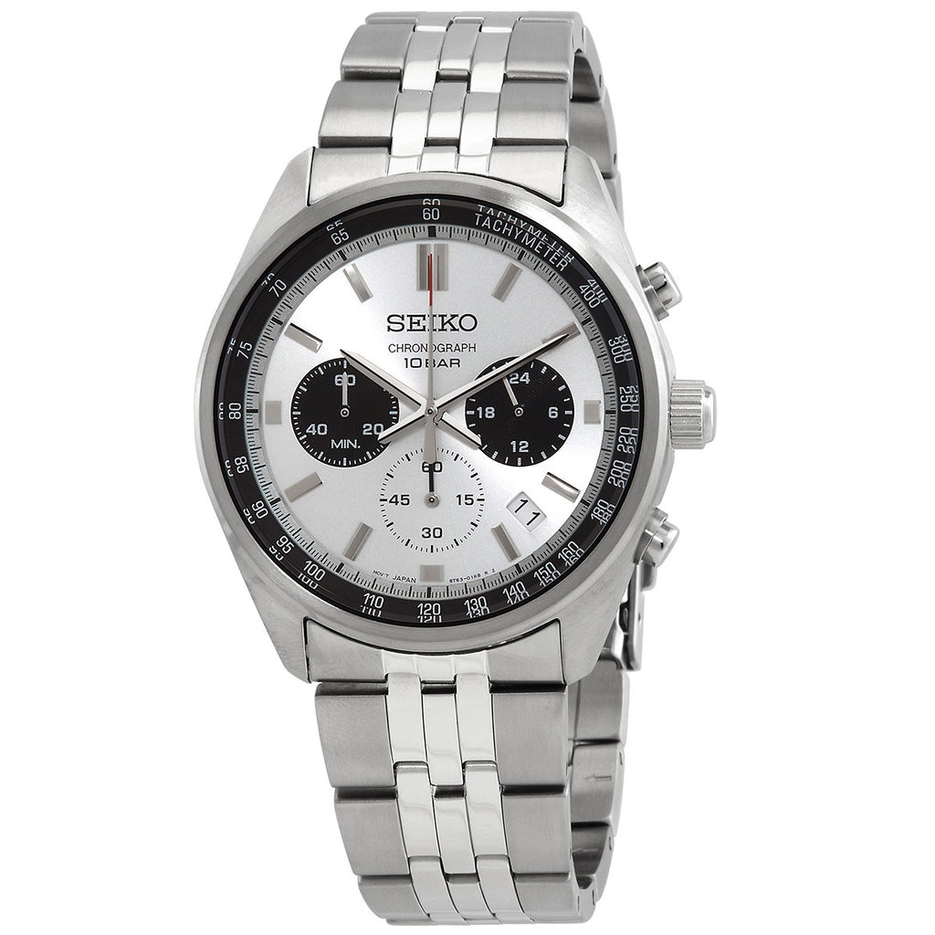 Seiko Motorsports Chronograph Quartz Silver Dial Watch SSB425P1 41.5mm